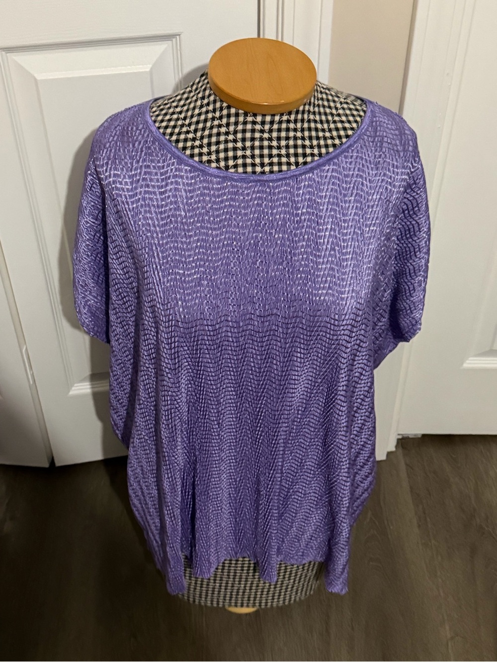 Vintage tanjay Lavender Textured Short-Sleeve Women's Top 2x